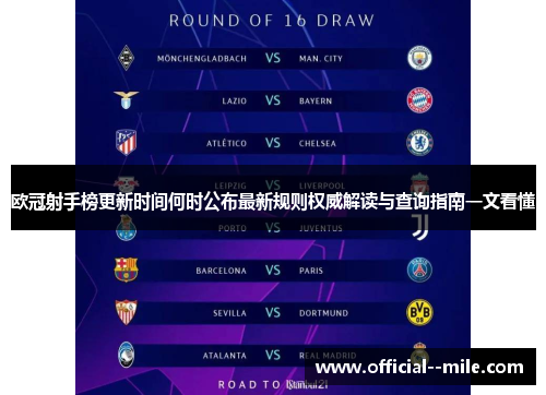 欧冠射手榜更新时间何时公布最新规则权威解读与查询指南一文看懂